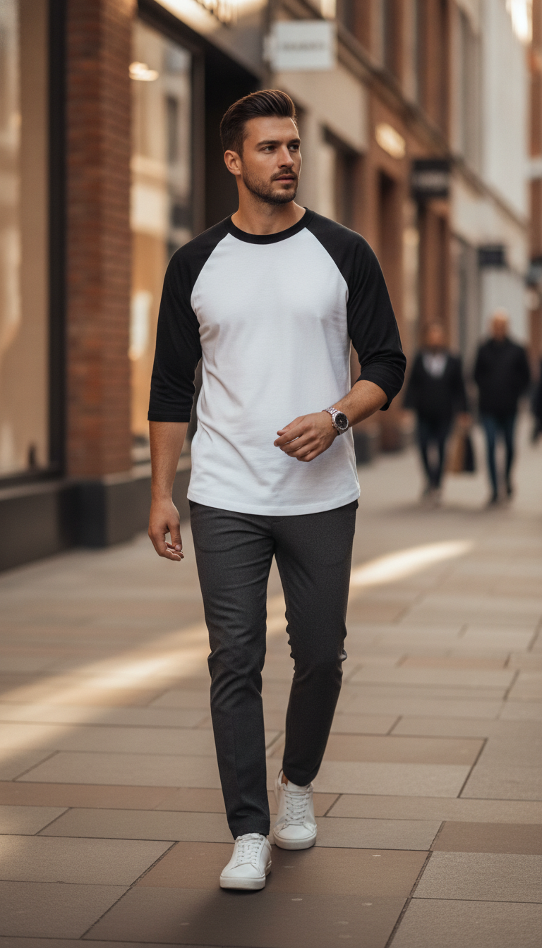 Unisex Oversized Raglan Black White