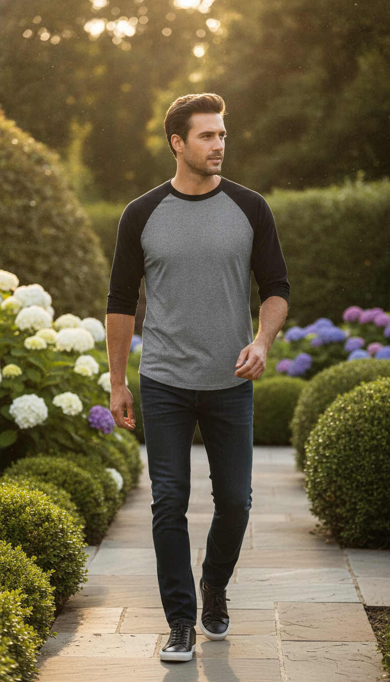 Unisex Oversized Raglan Black Charcoal Mélange