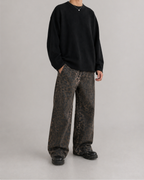 Black Waffle Knit Oversized Full-Sleeve - LitShirt