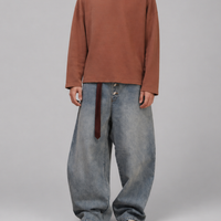 Brown Waffle Knit Oversized Full-Sleeve