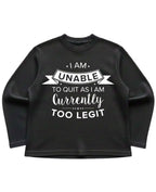 2 Legit 2 Quit Black Waffle Knit Oversized Full-Sleeve