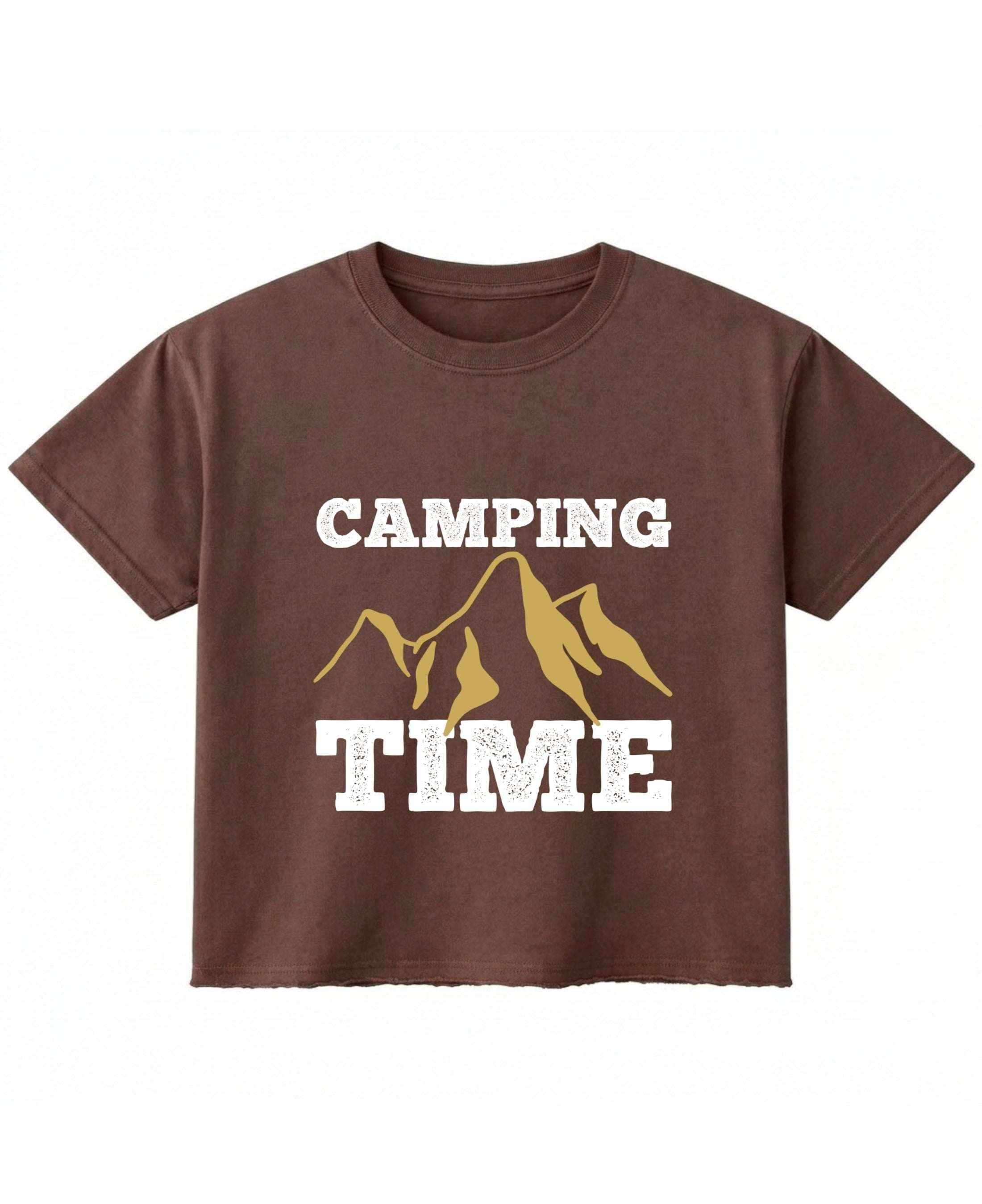 Camping Time Brown Boxy Fit T-shirt