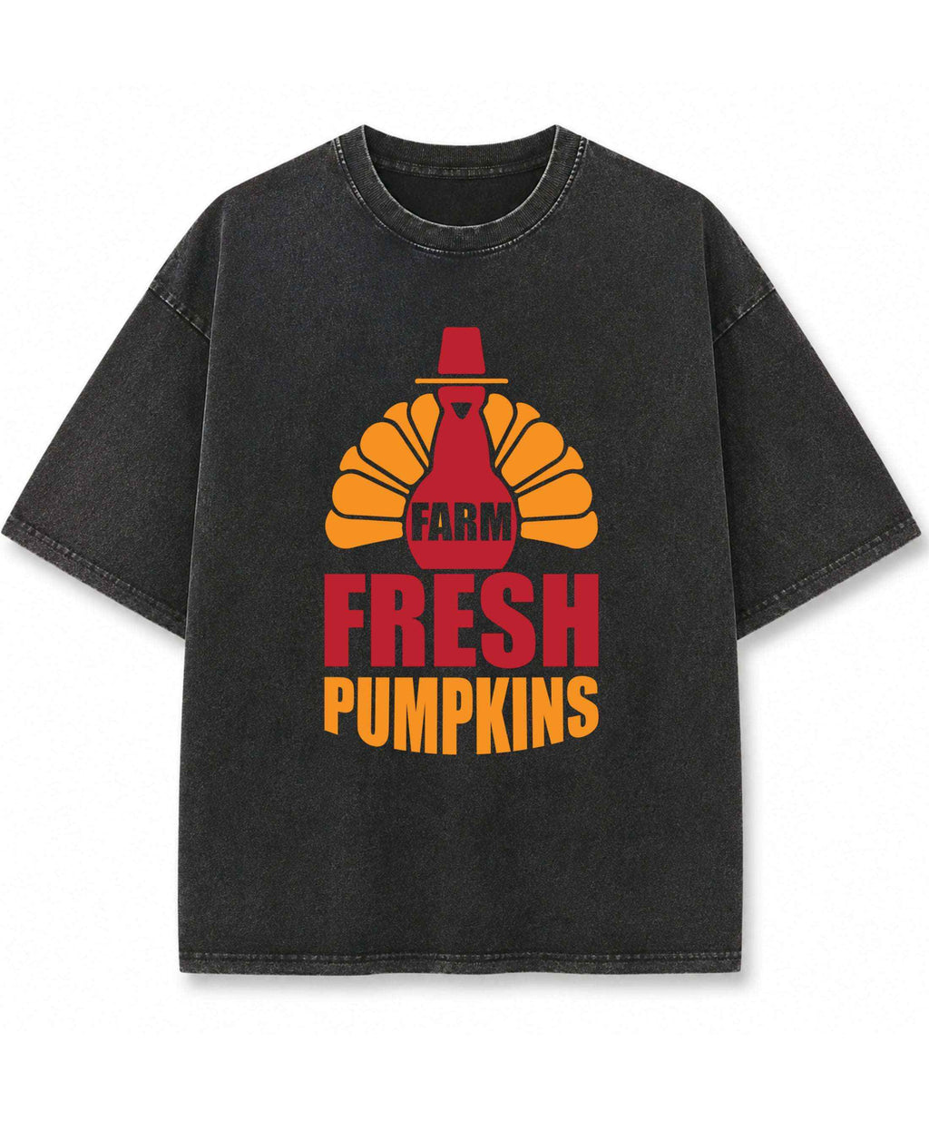 Farm Fresh Pumpkins Vintage Fade Acidwash Oversized T-Shirt