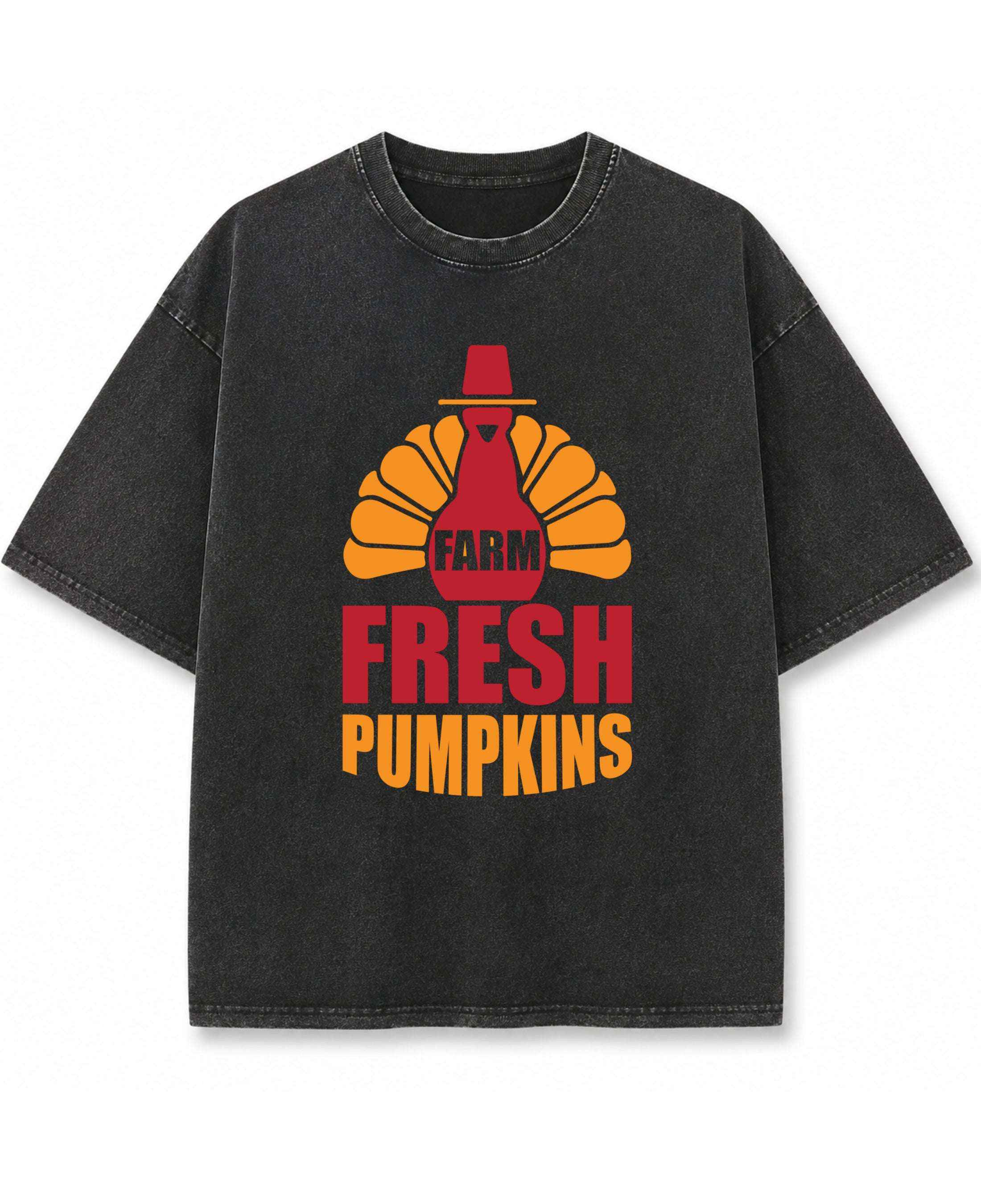 Farm Fresh Pumpkins Vintage Fade Acidwash Oversized T-Shirt