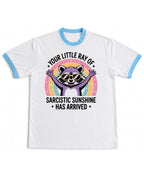 White & Sky Blue Ringer tee Front Design
