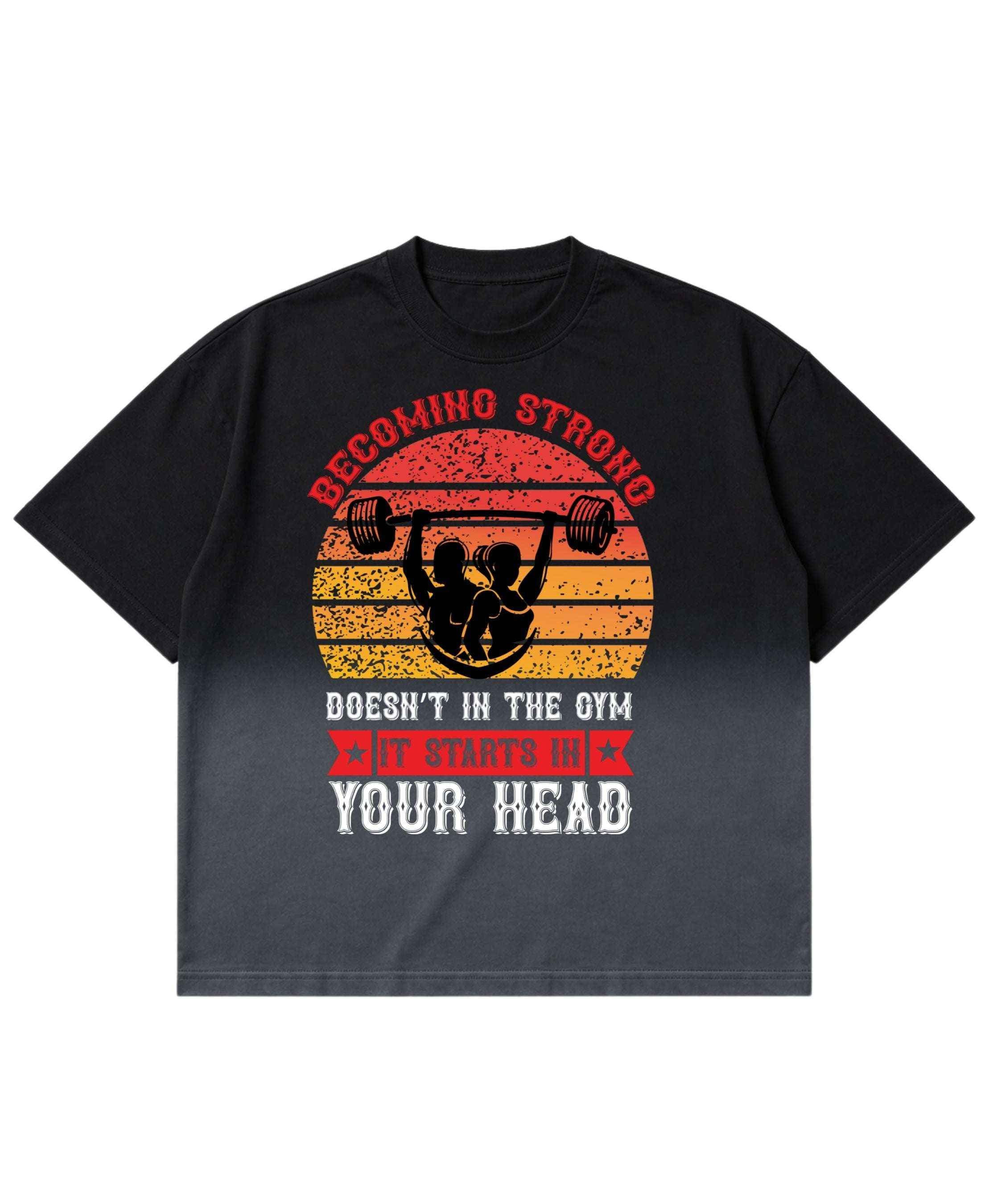 Gym Black Ombré Wash Boxy Fit T-shirt