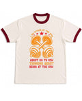 Gym Off White & Maroon Ringer Tee