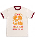 Gym Off White & Maroon Ringer Tee