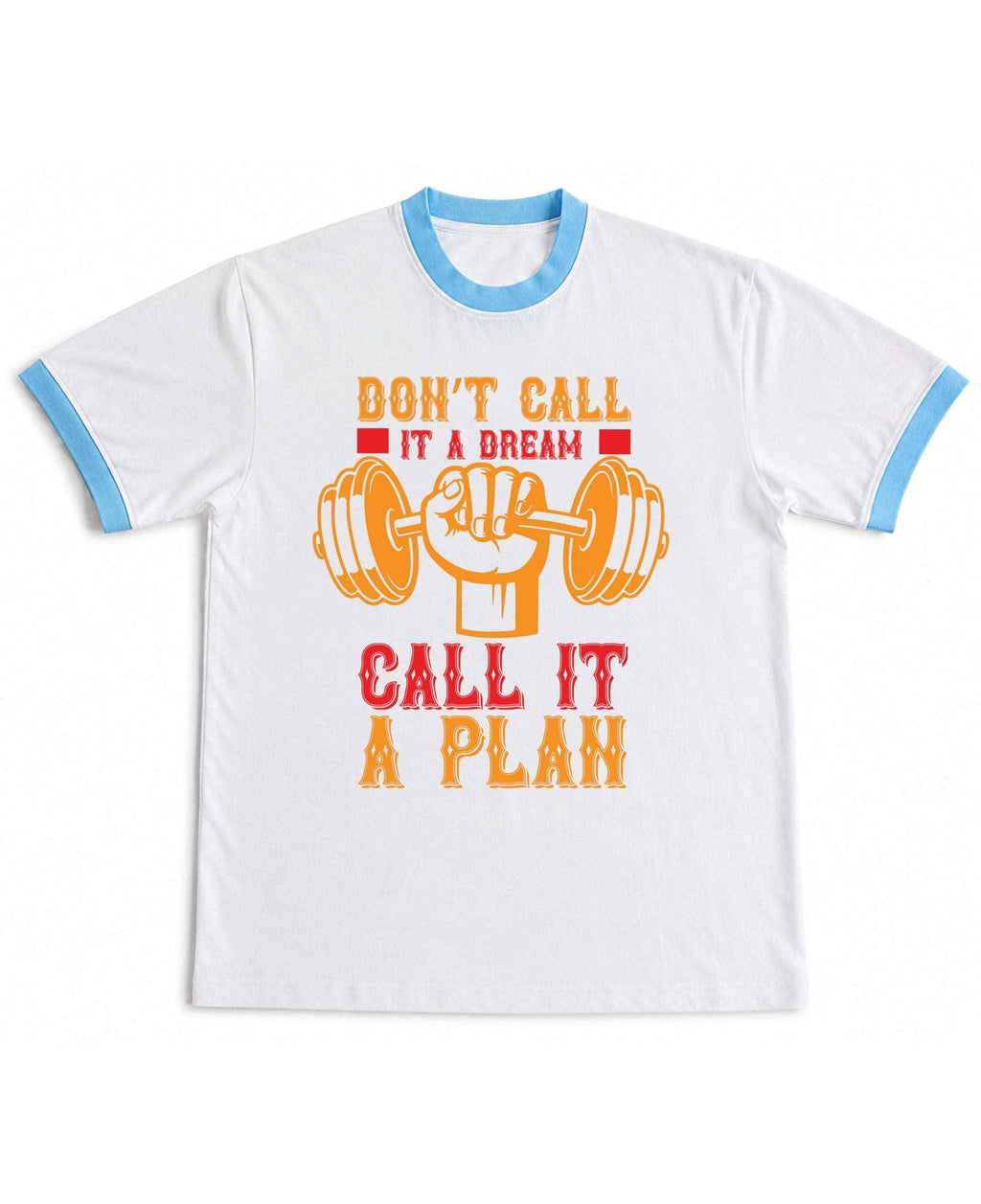 Gym White & Sky Blue Ringer Tee
