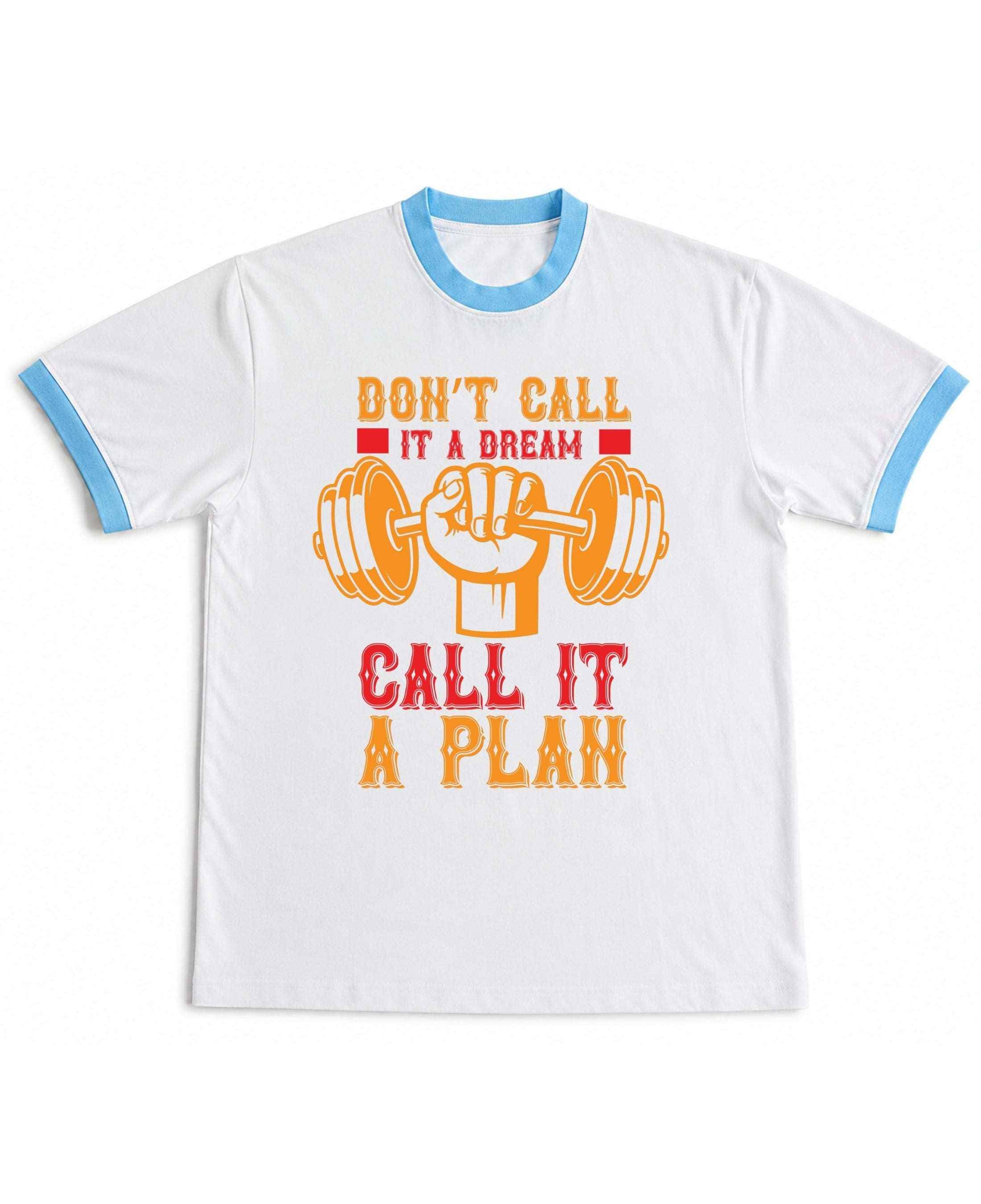 Gym White & Sky Blue Ringer Tee