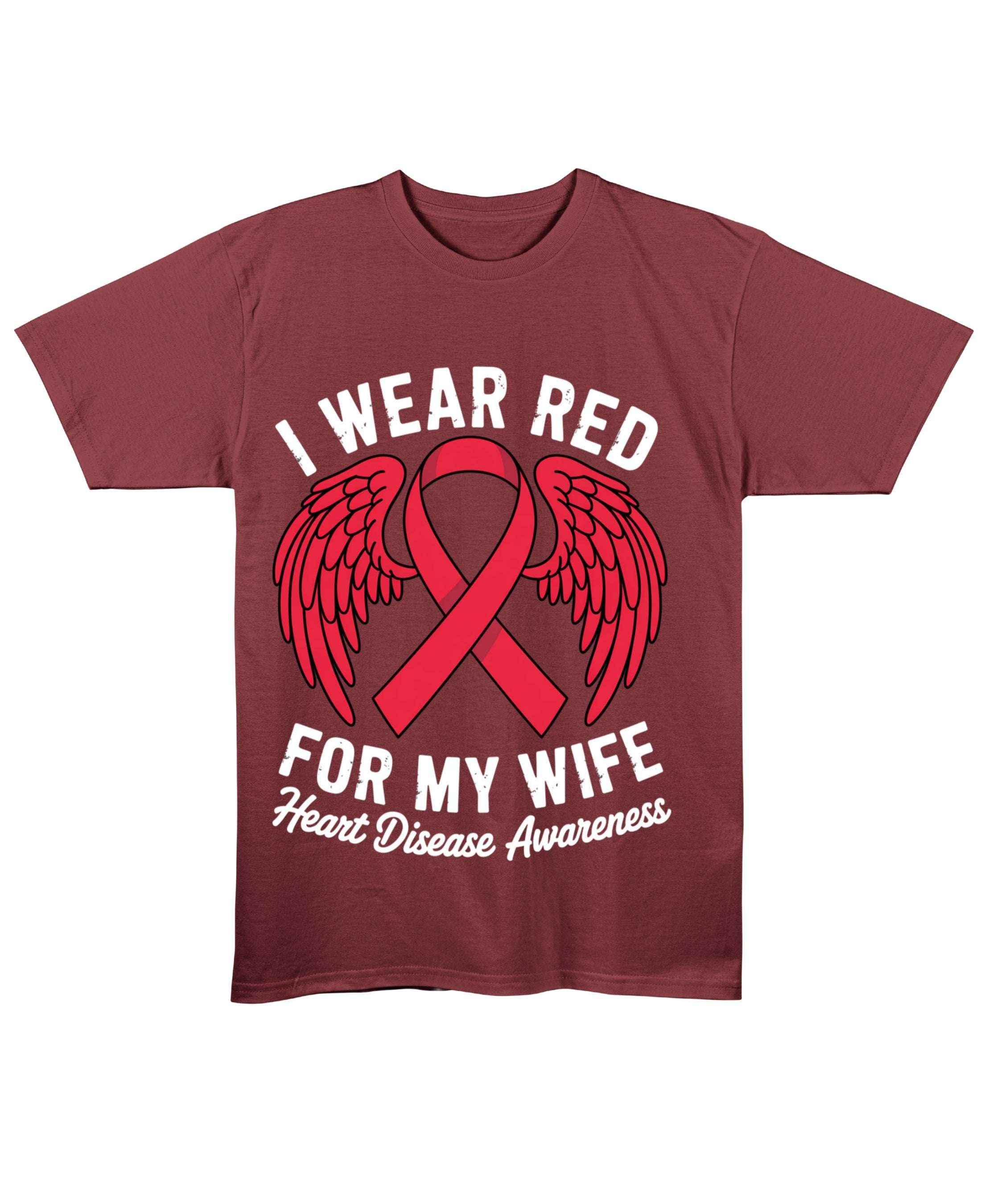 Heart Disease Awareness Maroon Regular Fit T-Shirt