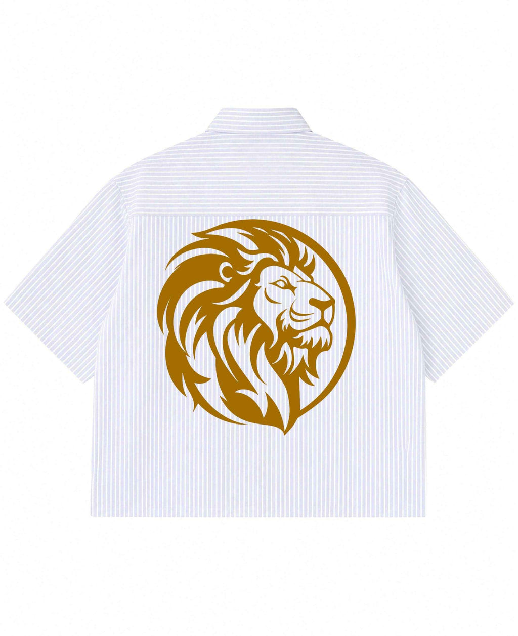 Lion Graphic Blue Striped Oxford Boxy Shirt