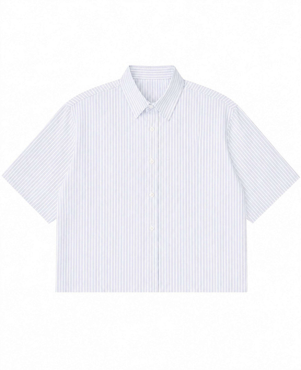Blue Striped Oxford Boxy Shirt Front Design