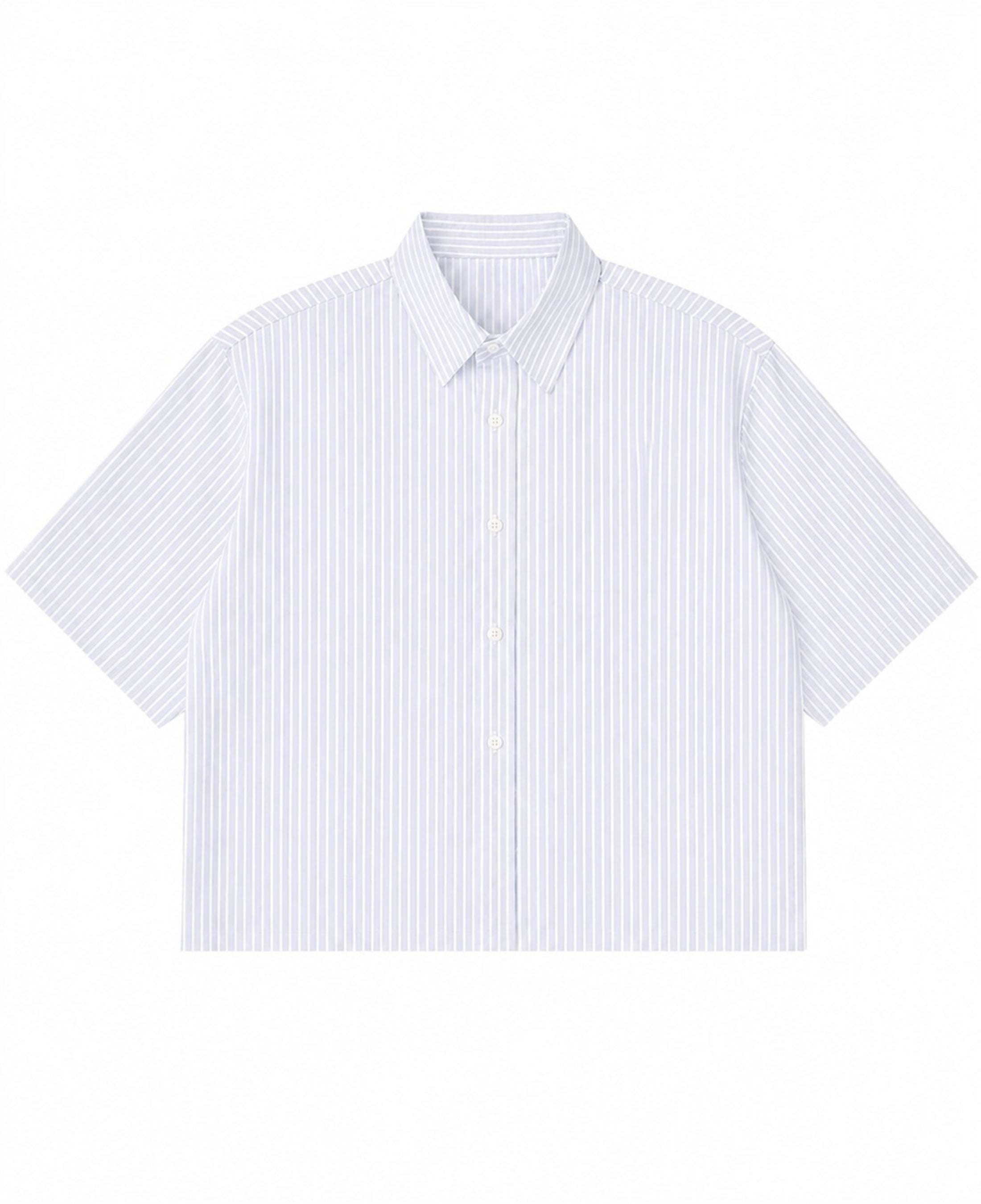 Blue Striped Oxford Boxy Shirt Front Design