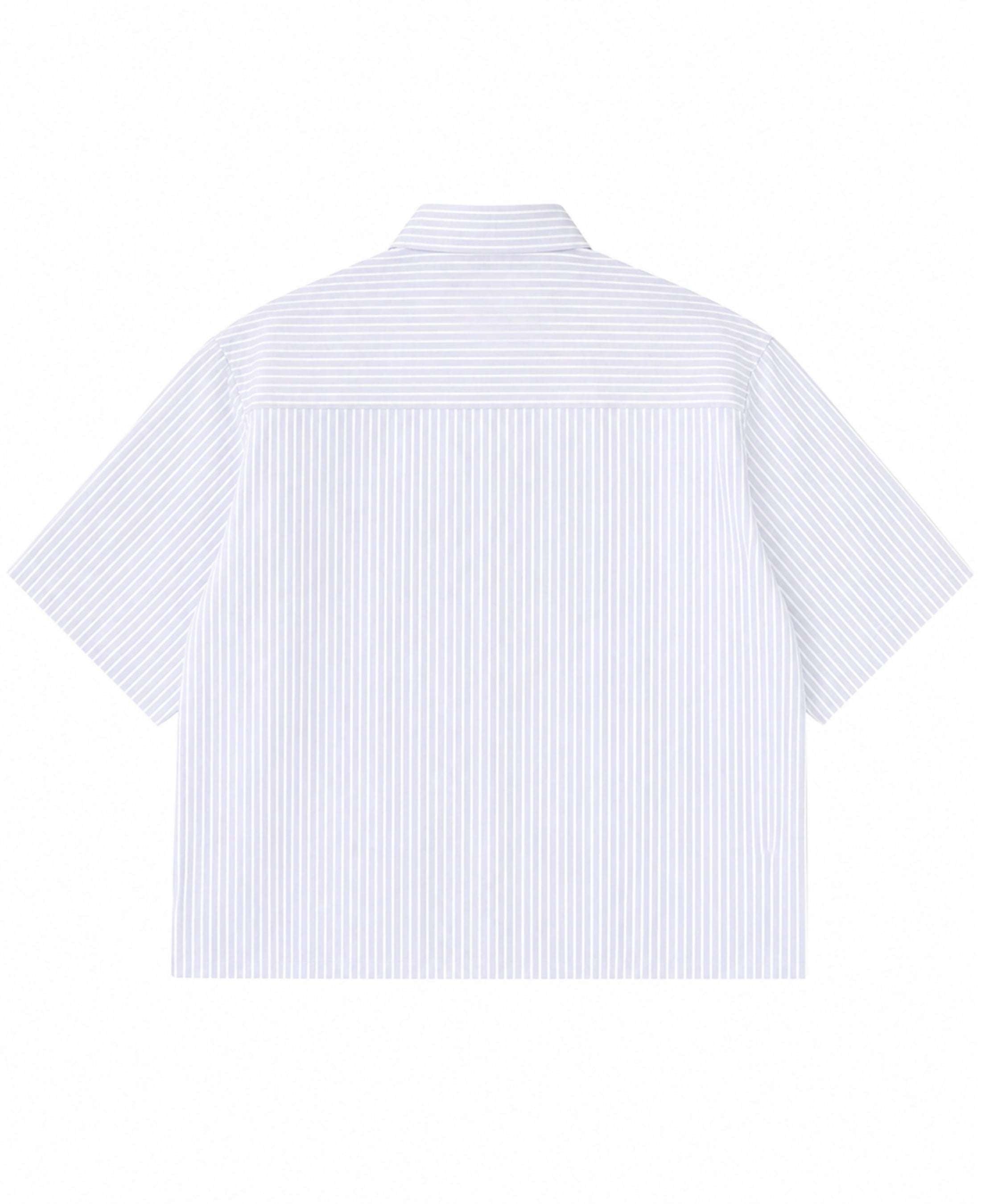 Blue Striped Oxford Boxy Shirt Back Design
