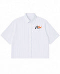 Blue Striped Oxford Boxy Shirt Front Design
