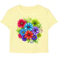 Mexica Flowers Graphics Butter Yellow Tee