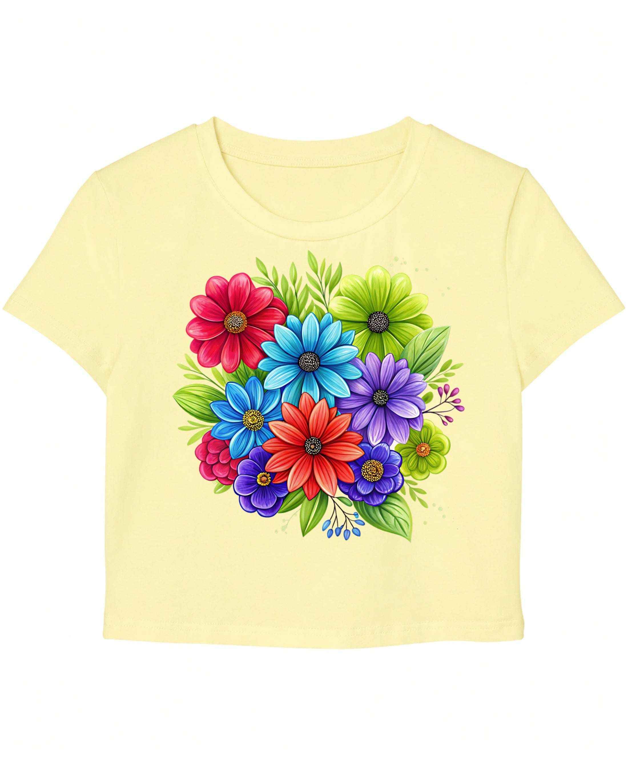 Mexica Flowers Graphics Butter Yellow Tee