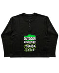 Black Henley waffle knit Front Design