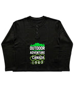 Black Henley waffle knit Front Design