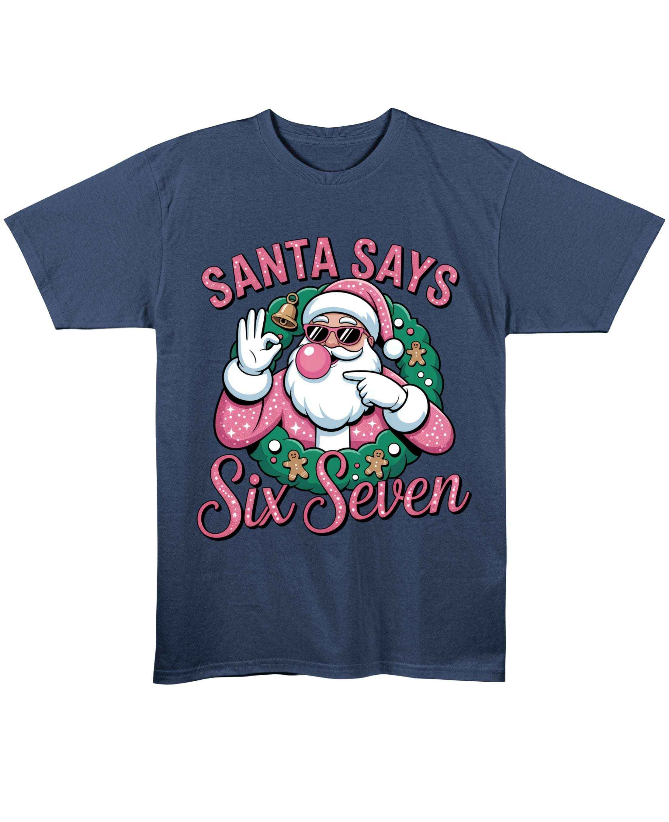 Santa Says Six Seven Blue Regular Fit T-Shirt