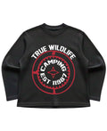 True Wildlife Black Waffle Knit Oversized Full-Sleeve