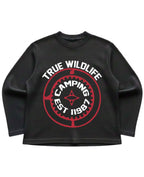 True Wildlife Black Waffle Knit Oversized Full-Sleeve