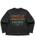 Uncle Godfather Hero Black Waffle Knit Oversized Full-Sleeve