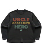 Uncle Godfather Hero Black Waffle Knit Oversized Full-Sleeve