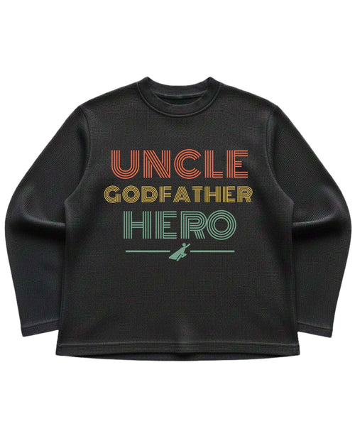 Uncle Godfather Hero Black Waffle Knit Oversized Full-Sleeve