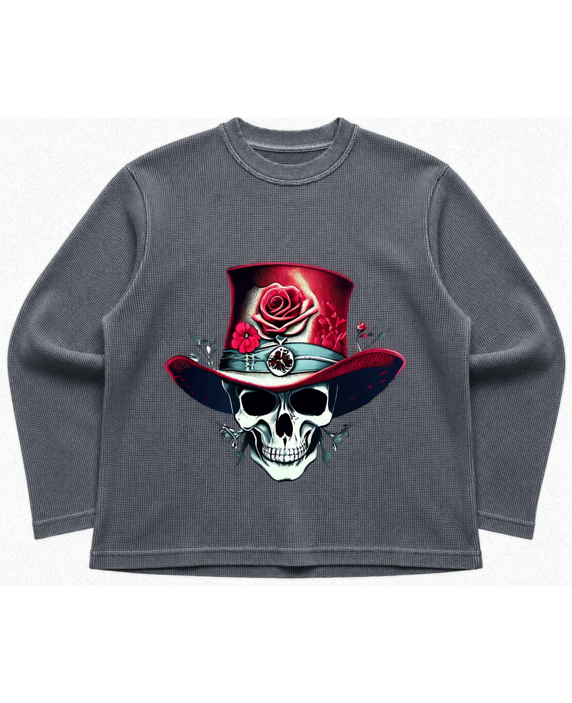 Urban Graphic Acidwash Waffle Knit Oversized Full-Sleeve