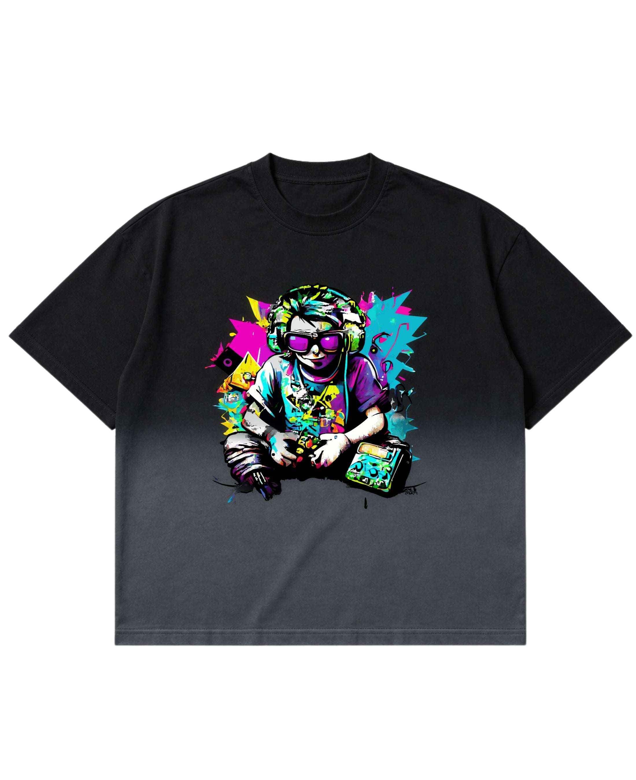Urban Graphic Black Ombré Wash Boxy Fit T-shirt