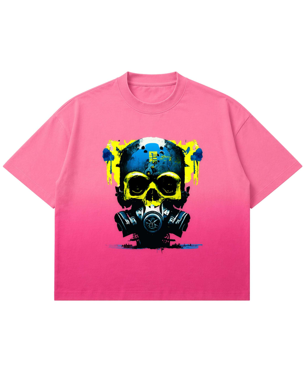 Pink Sunfade Ombré Wash Boxy Fit T-shirt Front Design