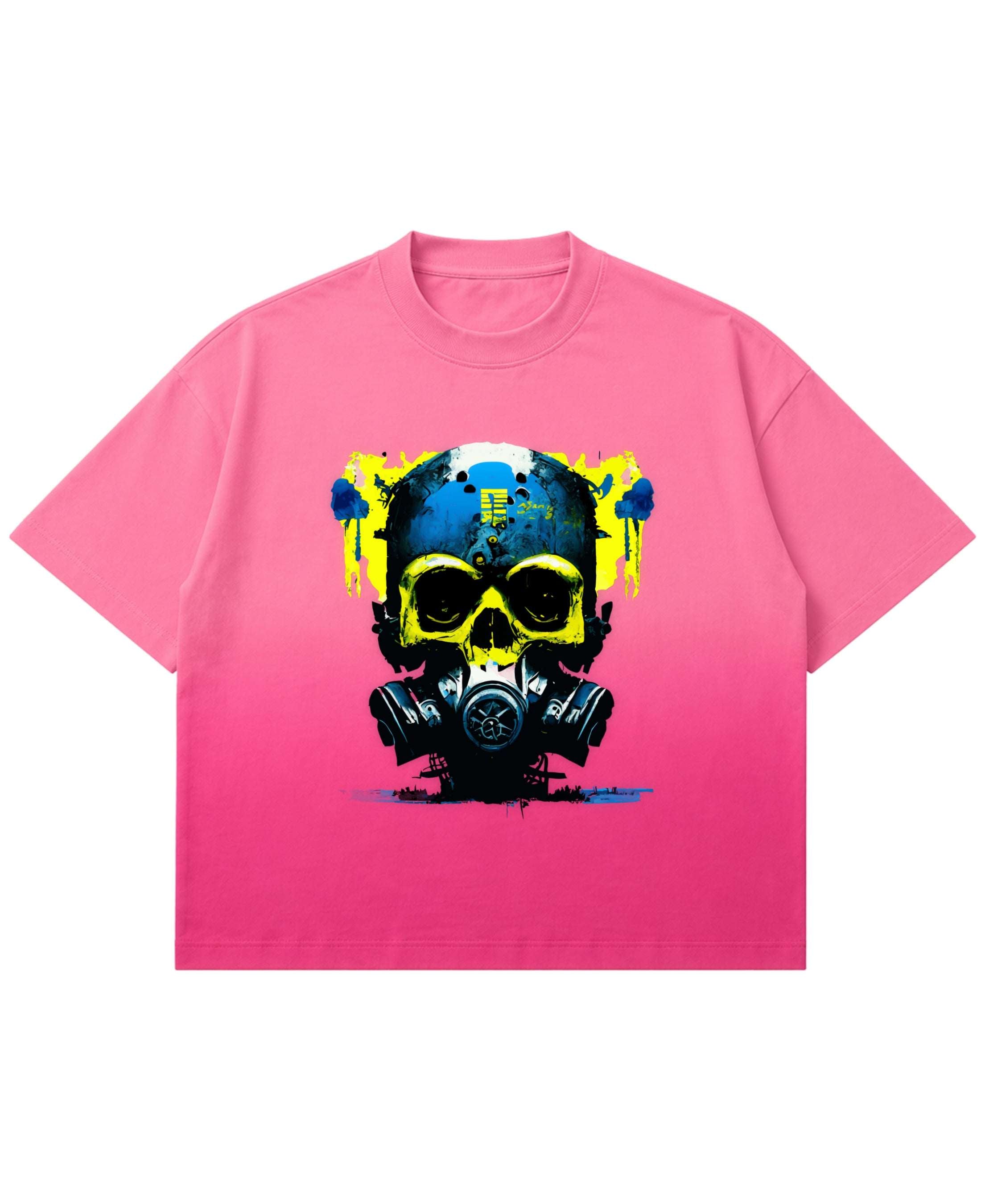 Pink Sunfade Ombré Wash Boxy Fit T-shirt Front Design