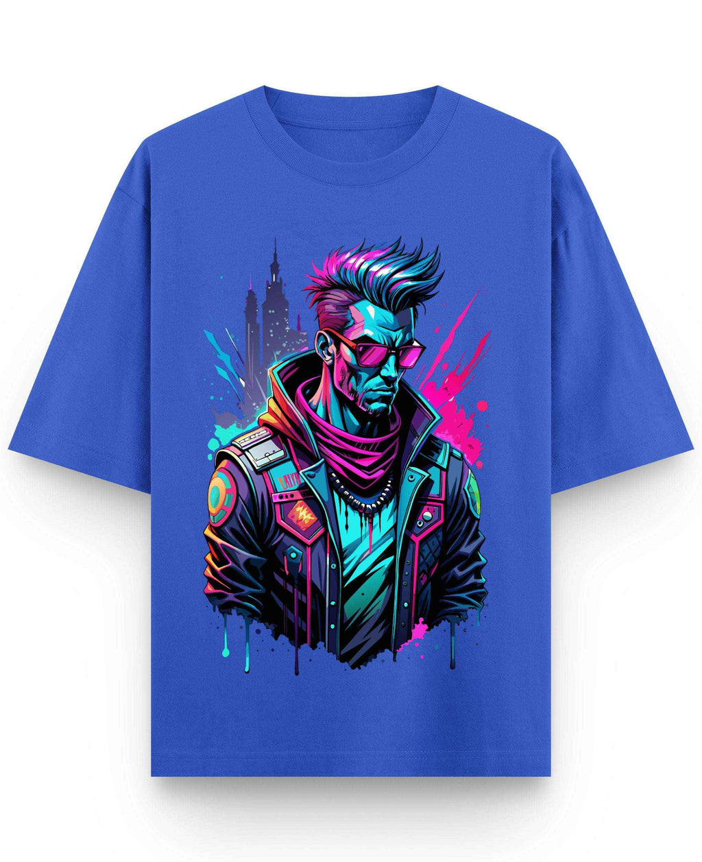Urban Graphic Royal Blue Oversized T-Shirt