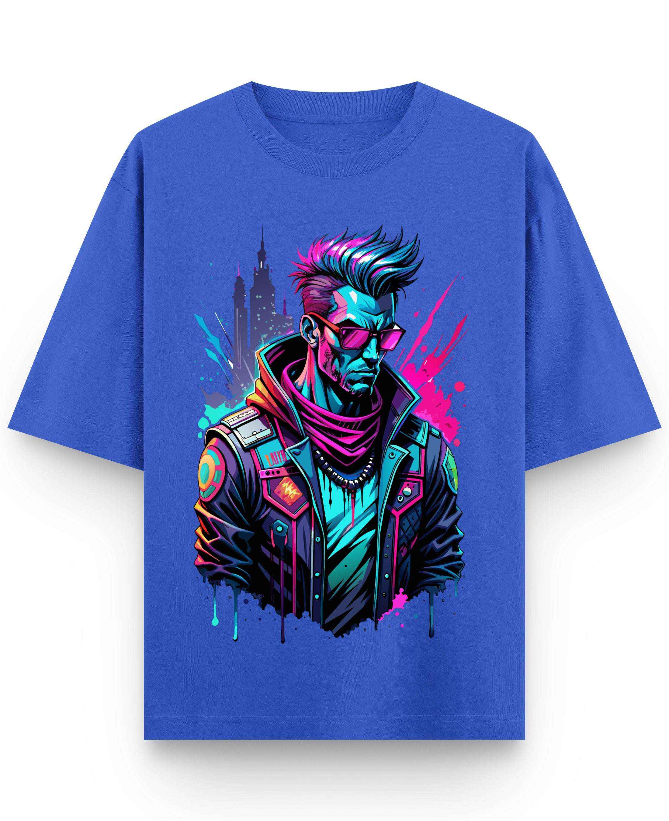 Urban Graphic Royal Blue Oversized T-Shirt