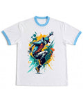 Urban Graphic White & Sky Blue Ringer Tee