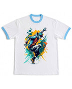 Urban Graphic White & Sky Blue Ringer Tee