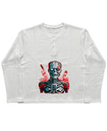 Urban Graphic White Henley waffle knit