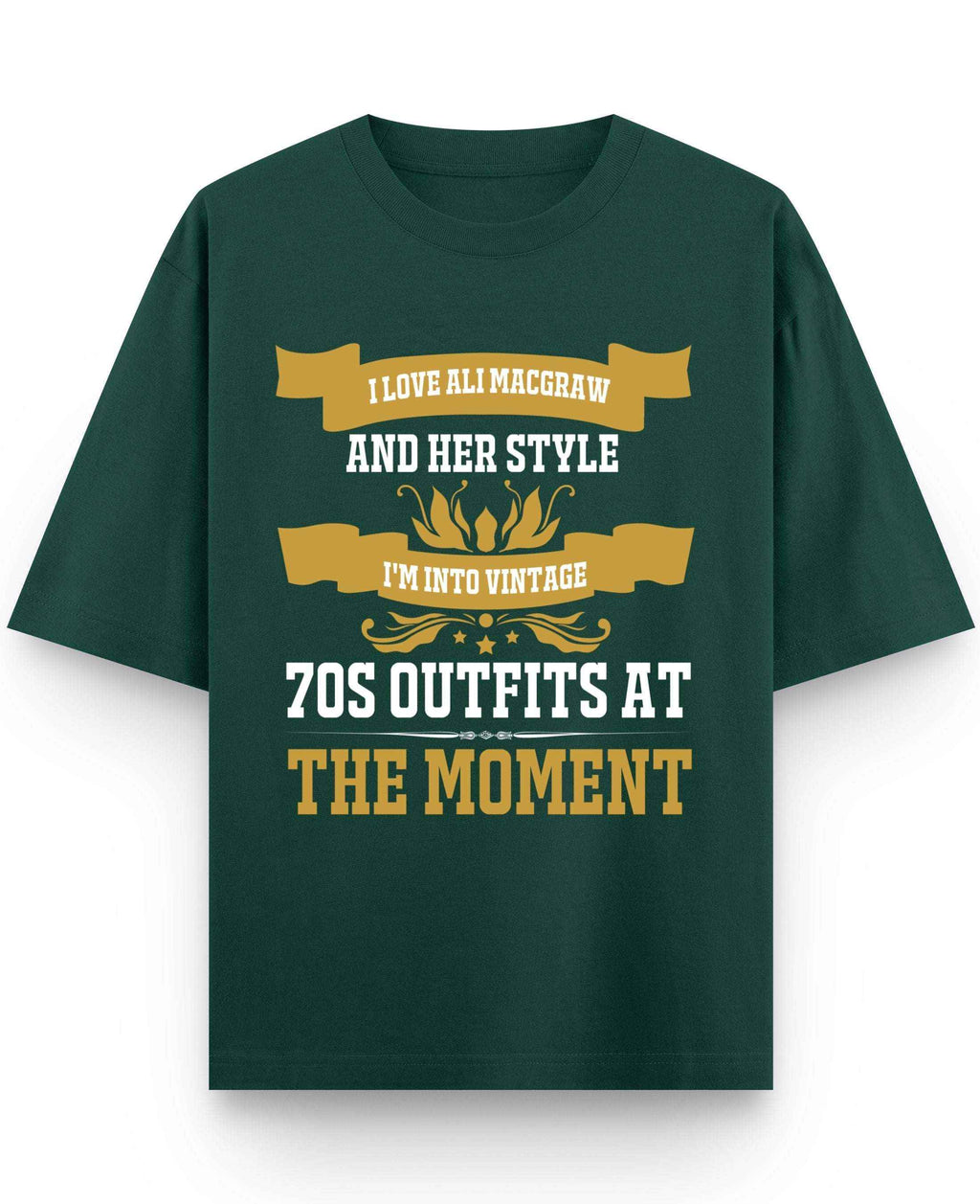 Vintage Graphic Bottle Green Oversized T-Shirt
