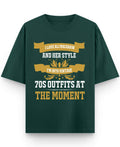 Vintage Graphic Bottle Green Oversized T-Shirt