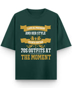 Vintage Graphic Bottle Green Oversized T-Shirt
