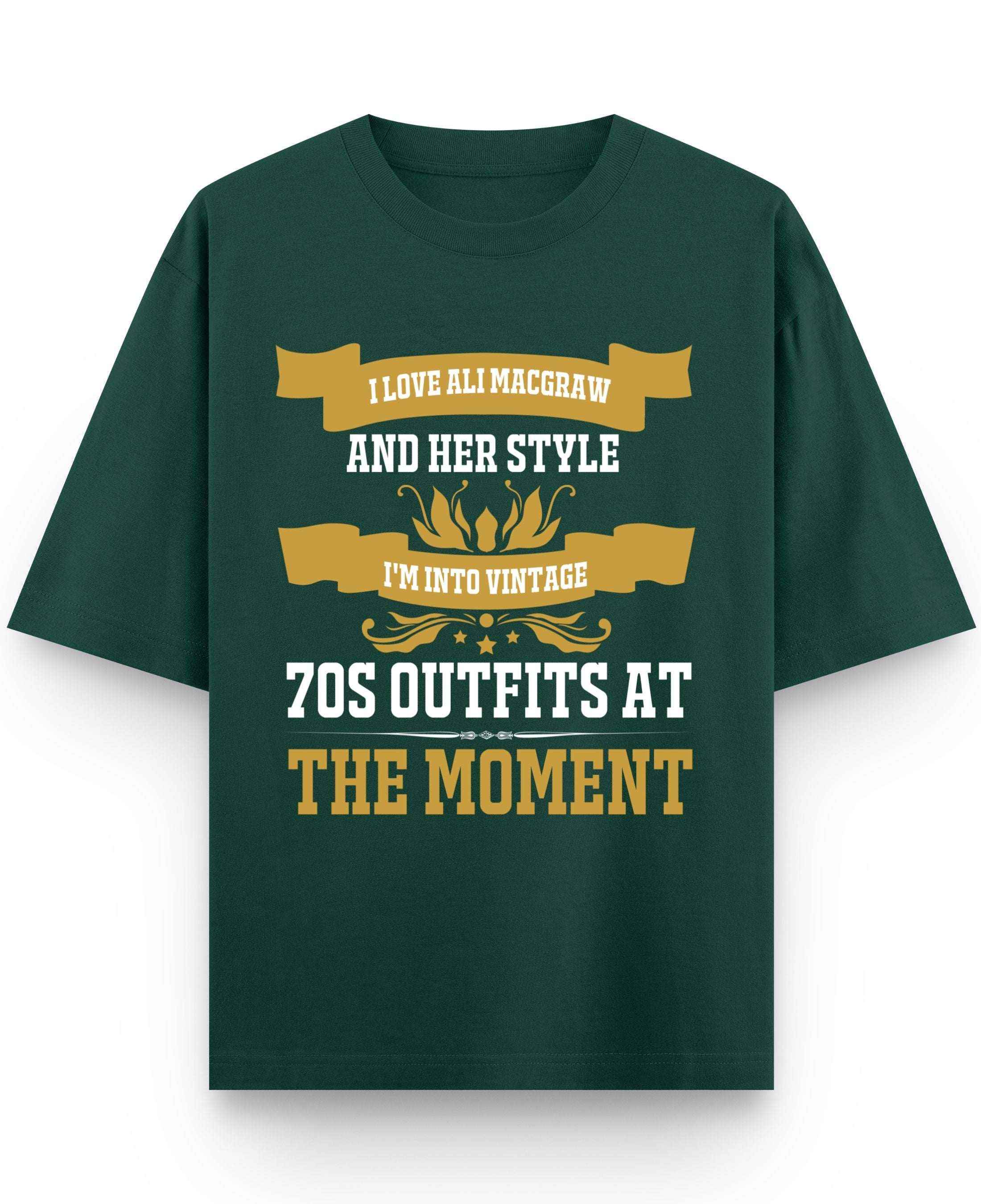 Vintage Graphic Bottle Green Oversized T-Shirt