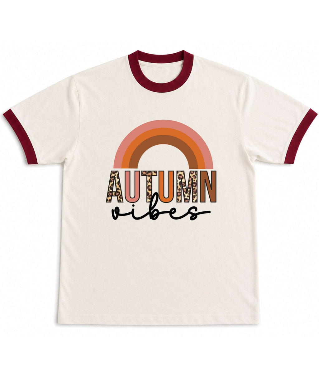 Off White & Maroon Ringer tee Front Design