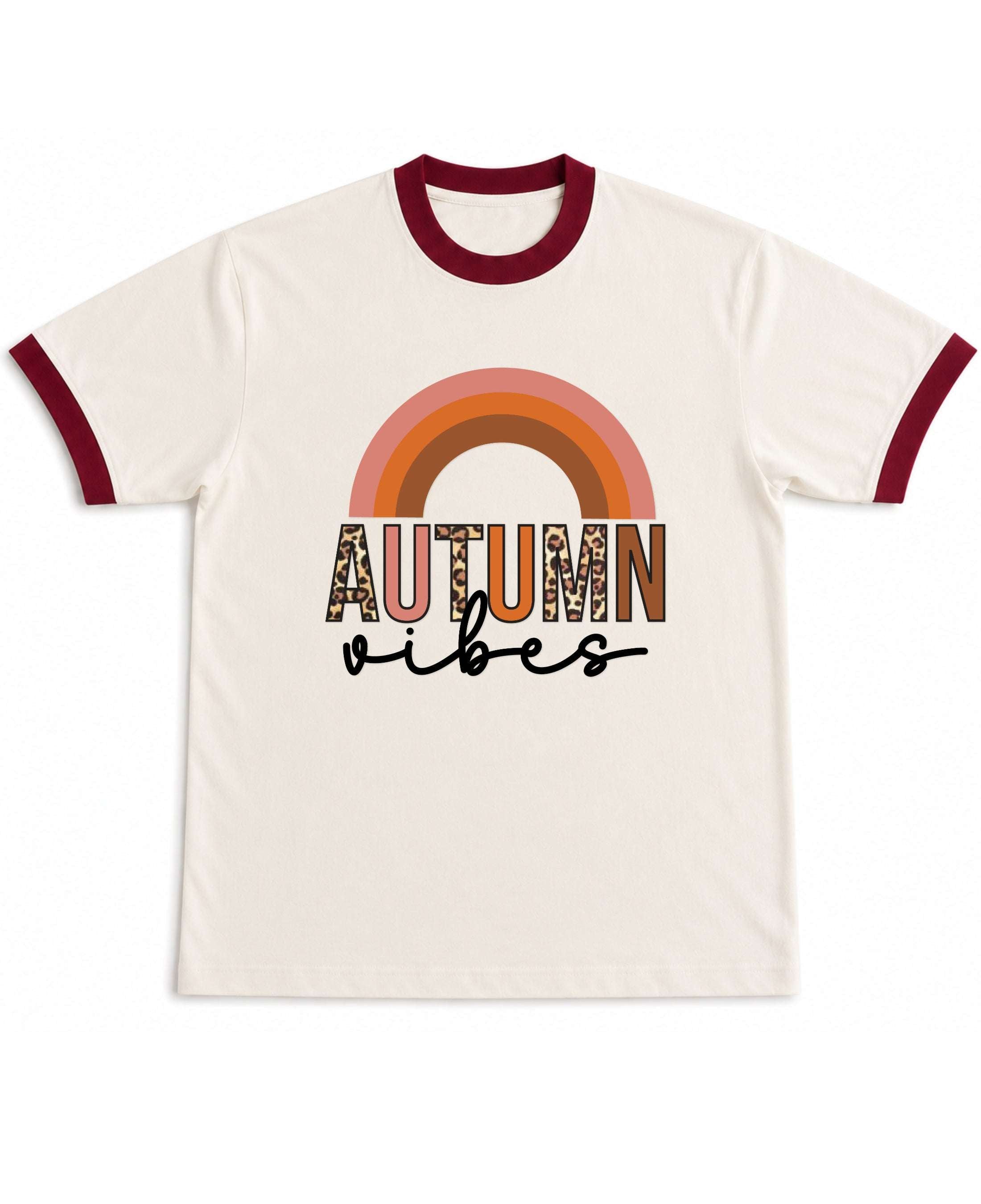 Off White & Maroon Ringer tee Front Design