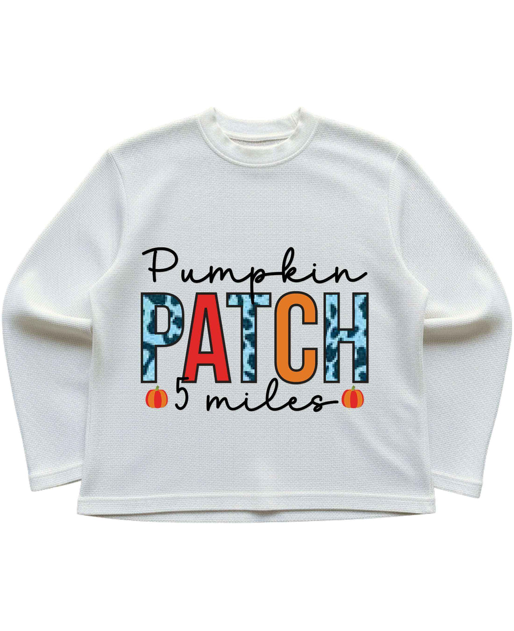 Vintage Graphic Off-White Waffle Knit Oversized Full-Sleeve