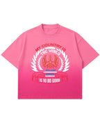 Pink Sunfade Ombré Wash Boxy Fit T-shirt Front Design