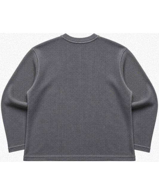 Acidwash Waffle Knit Oversized Full-Sleeve