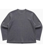Acidwash Waffle Knit Oversized Full-Sleeve