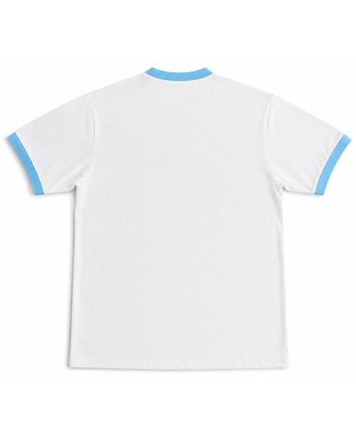 White & Sky Blue Ringer tee Back Design